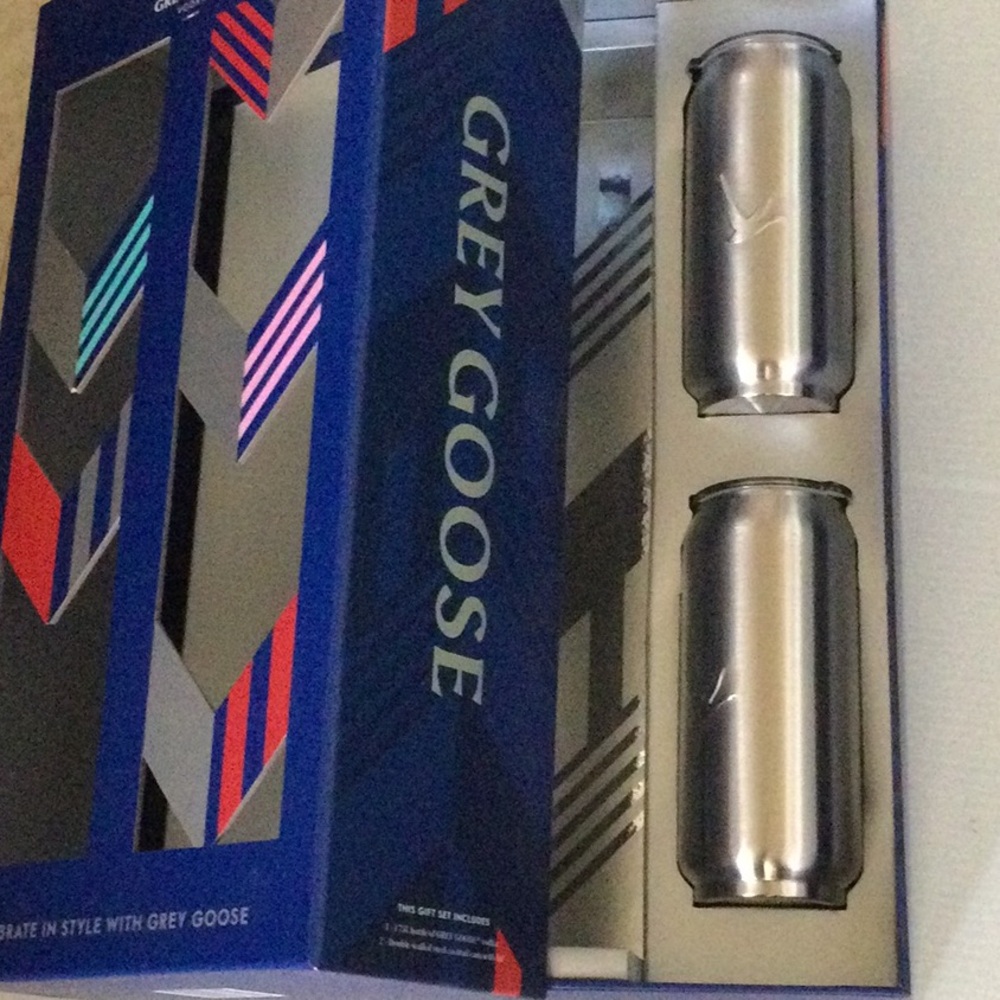 New 2 Double Walled Steel Cocktail Cans With Lid
